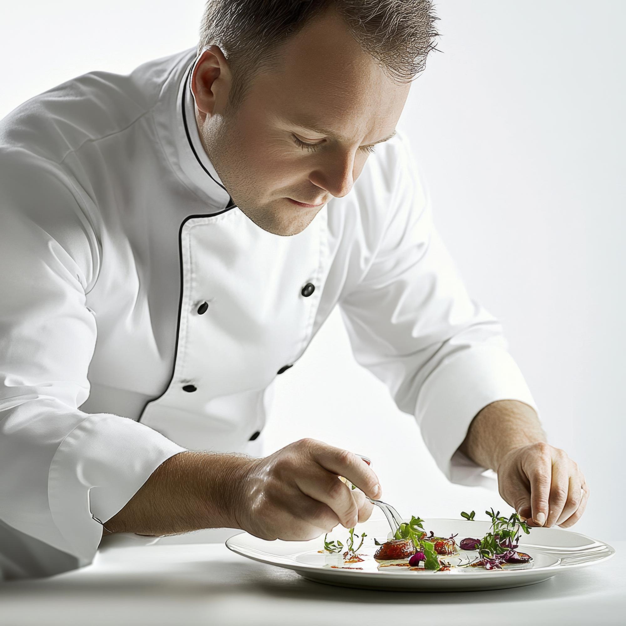 Kucharz przygotowujący fine dining w pracowni